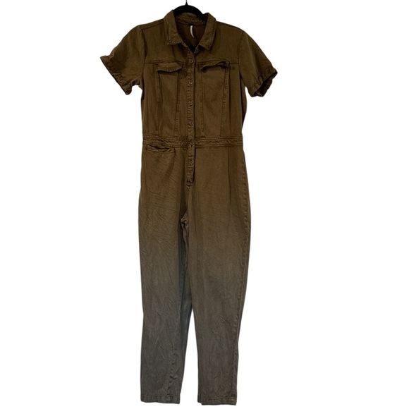 Young Fabulous & Broke Olive Green Chic Short Sleeve Utility Jumpsuit Size Small - Picture 3 of 15